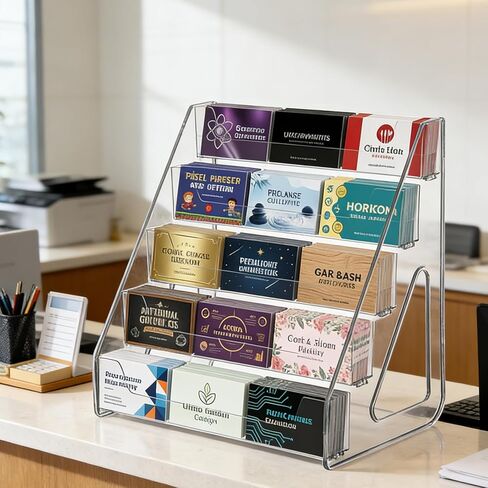 5 Tiers Acrylic Business Card Holder for Desk 15 Slots Premium Cards Stand Acrylic Card Holder Display for Workspace Multiple-Clear Plastic Display Holder for Office Women Men in Kuwait