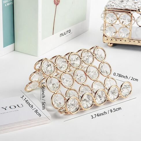 Feyarl Crystal Business Card Holder Stand Office Business Name Cards Display Sparkly Desktop Gift Card Photo Organizer Storage for Office Meeting Desk Front(Gold) in Kuwait