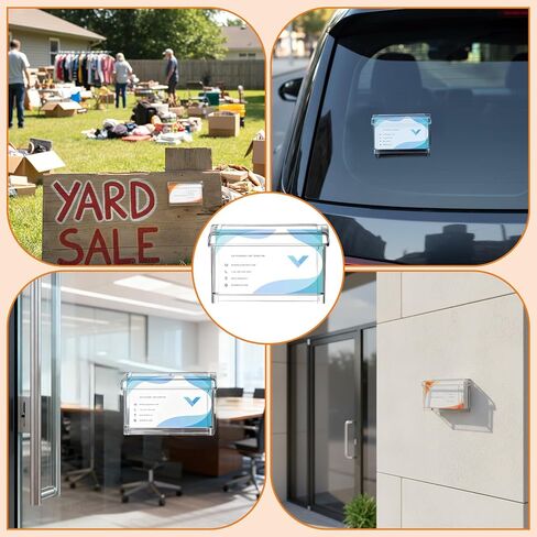 3 Pcs Outdoor Business Card Holder Acrylic Vehicle Clear Business Card Holder Mount Box Wall Mount Marketing Holders Case with Cover for Office Store Trucks Wall Outdoor 4.25 x 1.46 x 2.87 Inch in Kuwait