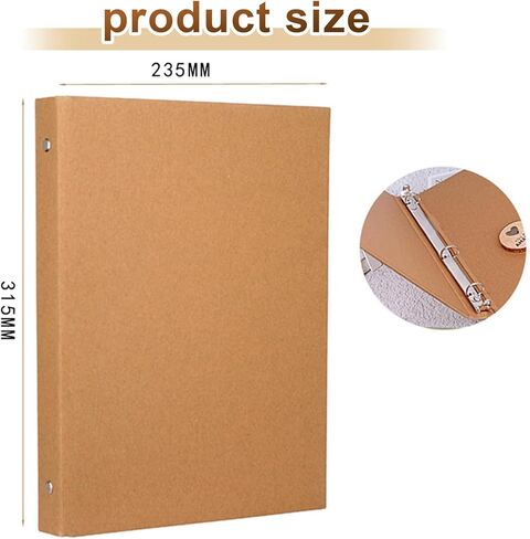 2 Pack A4 Round Ring Binder 3-Hole, Durable Hard Cover Binding Protector, Eco-Friendly Binder Holds 200 Sheets for Journal, Notebook Inserts & Refill Paper, Office & Creative Use in Saudi Arabia