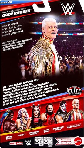 Mattel WWE Elite Action Figure & Accessories, Series #125 Set, 6-inch Collectible Cody Rhodes with 25 Articulation Points & Swappable Hands in Kuwait