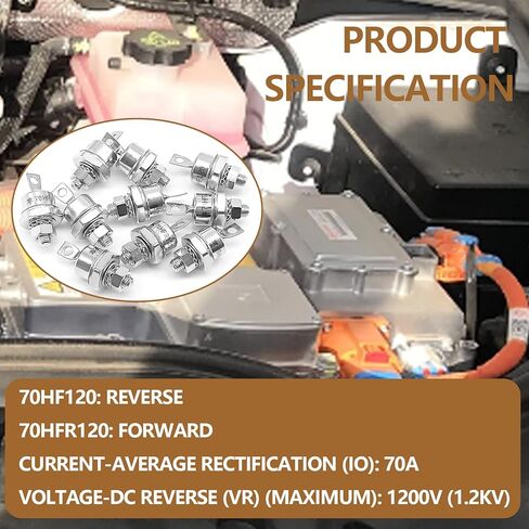 70HFR120 5Pcs+ 70HF120 5Pcs Spiral Rectifier Module Forward/Reverse Polarity Rectifier Converter, Widely Used for Charging Batteries in Kuwait