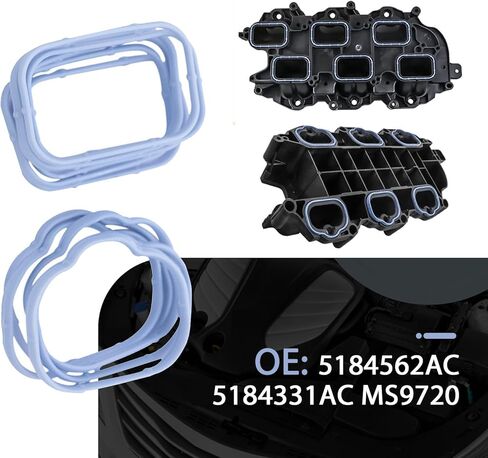 12 PCS Intake Manifold Gasket, Sealing Thermal insulation Upper and Lower Gasket Set, Rubber OEM# 5184562AC 5184331AC MS97204, Compatible with Chrysler Dodge Wrangler (Light Blue) in Kuwait