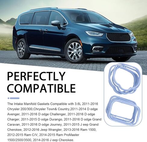 12 PCS Intake Manifold Gasket, Sealing Thermal insulation Upper and Lower Gasket Set, Rubber OEM# 5184562AC 5184331AC MS97204, Compatible with Chrysler Dodge Wrangler (Light Blue) in Kuwait