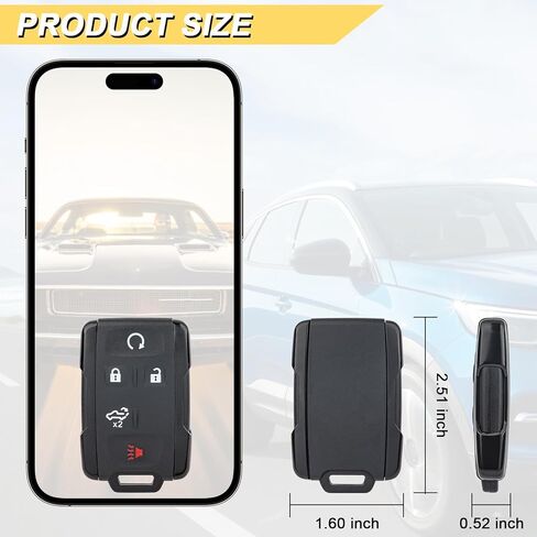 Vurkcy Key Fob Replacement for 2019-2023 GMC Sierra/Chevy Silverado 1500 2500 3500 Car Keyless Entry Remote Control, M3N-32337200, 5 Buttons in Kuwait