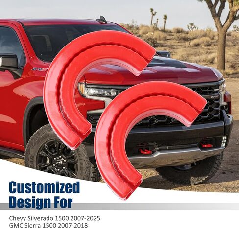 2Pcs Tow Hook Covers Fit for Chevy Silverado 1500 2007-2026/GMC Sierra 1500 2007-2018, Customized Front Tow Hook Protector, Tow Hitch Cover Red in Saudi Arabia