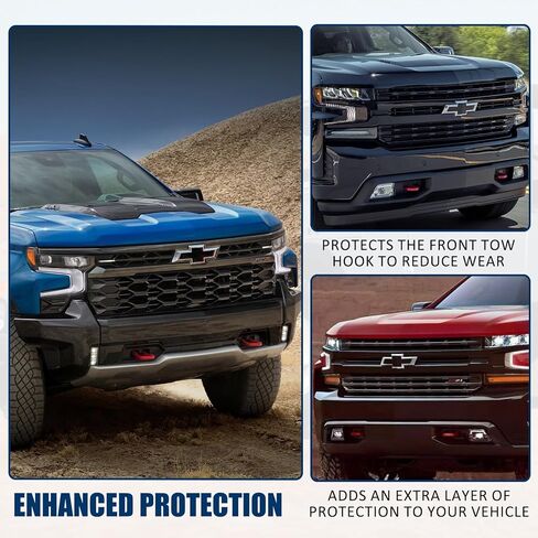 2Pcs Tow Hook Covers Fit for Chevy Silverado 1500 2007-2026/GMC Sierra 1500 2007-2018, Customized Front Tow Hook Protector, Tow Hitch Cover Red in Saudi Arabia