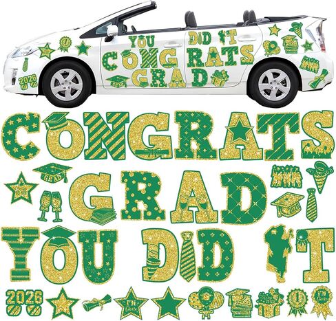 37 Pcs Graduation Car Magnets 2024 Graduation Car Decoration Graduation Cap Magnet Congrats Grad Bumper Sticker for Car Cruise Door Garage Refrigerator Party(Black Gold, Multiple Size) in Saudi Arabia