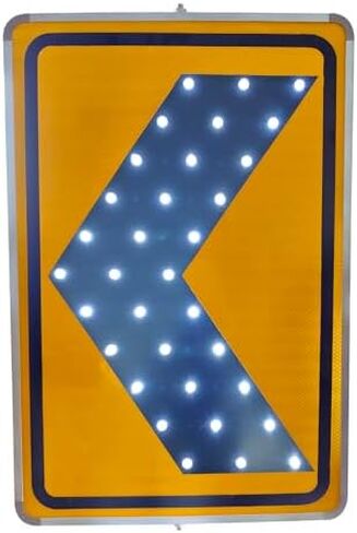 Solar-Powered LED Blinking Right Arrow Sign | Rust-Proof Metal Left Arrow Directional Sign with Accessories | Durable Outdoor Traffic Indicator in Kuwait