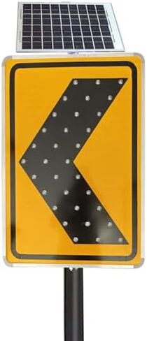 Reversible Solar Arrow Sign - LED Blinking Directional Sign, Rust-Proof Metal, Ideal for Outdoor Use, Easy Installation with Accessories - Perfect for Events and Guidance in Kuwait