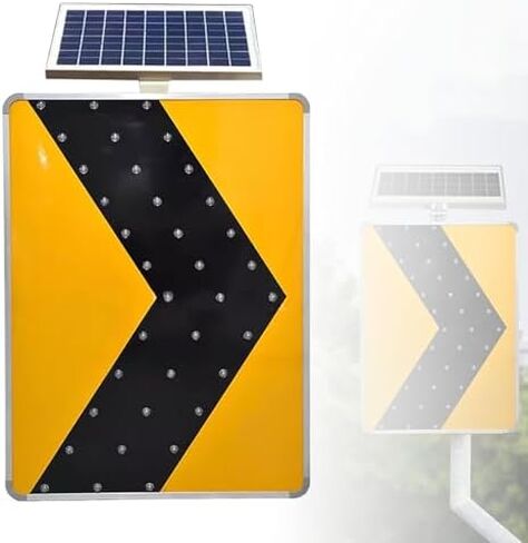 Solar-Powered MD-Cliant Metal Sign, Heavy-Duty Aluminum, Weatherproof Outdoor Traffic Guidance, Left Arrow Directional Sign (Yellow, 24x32in) in Kuwait