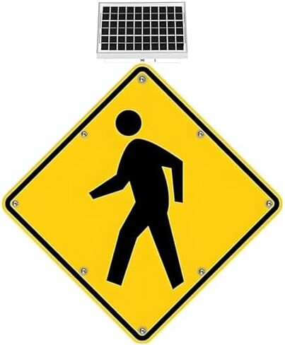 LED Solar Pedestrian Crossing Sign - 24" Weatherproof Blinking Traffic Light, IP65 Aluminum Safety Alerts for Sidewalk & Roadways, 2-Pack for Enhanced Visibility in Kuwait