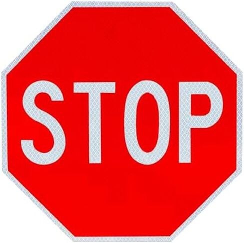 24" Aluminum Stop Sign - Rust-Free Metal Traffic Sign with Honeycomb Reflective Surface - Includes Accessories for Street & Road Safety in Kuwait