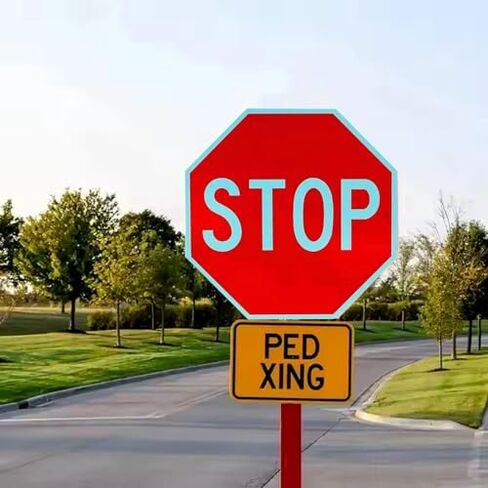 24" Aluminum Stop Sign - Rust-Free Metal Traffic Sign with Honeycomb Reflective Surface - Includes Accessories for Street & Road Safety in Kuwait