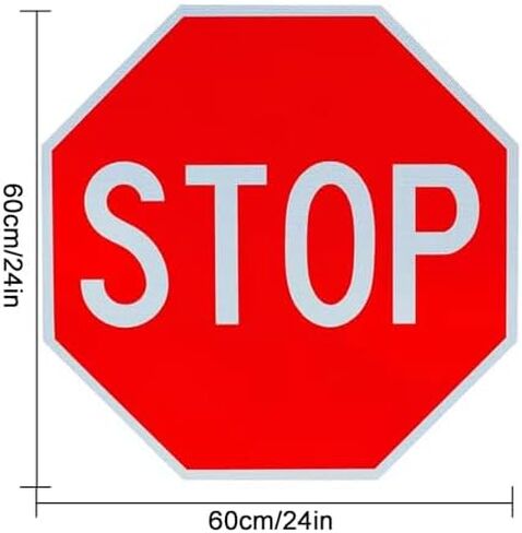 24" Aluminum Stop Sign - Rust-Free Metal Traffic Sign with Honeycomb Reflective Surface - Includes Accessories for Street & Road Safety in Kuwait