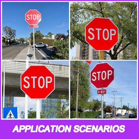 24" Aluminum Stop Sign - Rust-Free Metal Traffic Sign with Honeycomb Reflective Surface - Includes Accessories for Street & Road Safety in Kuwait