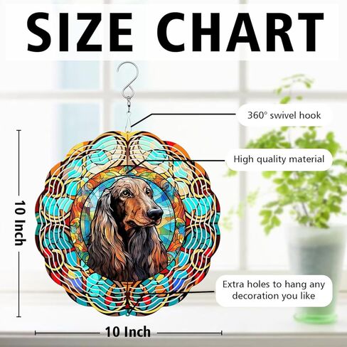 Afghan Hound Wind Spinner, Afghan Hound Stained Glass Wind Spinner, Wind Sculpture Afghan Hound Wind Spinners for Garden Patio Yard Decor in Saudi Arabia