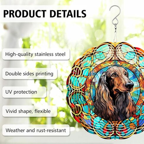 Afghan Hound Wind Spinner, Afghan Hound Stained Glass Wind Spinner, Wind Sculpture Afghan Hound Wind Spinners for Garden Patio Yard Decor in Saudi Arabia