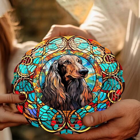 Afghan Hound Wind Spinner, Afghan Hound Stained Glass Wind Spinner, Wind Sculpture Afghan Hound Wind Spinners for Garden Patio Yard Decor in Saudi Arabia