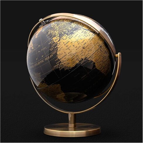 Iron & Glory | World Globe | World Map Decorative Home Accessories For Vintage Room Decor| Ornaments For Living Room & Office Desk | Black & Gold Office Accessories For Home Decor in Saudi Arabia