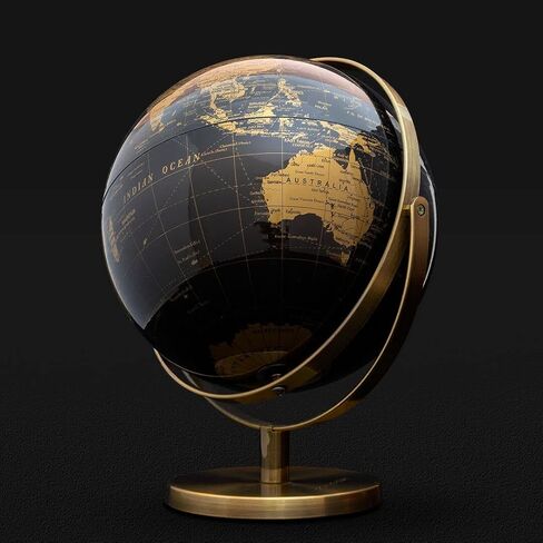 Iron & Glory | World Globe | World Map Decorative Home Accessories For Vintage Room Decor| Ornaments For Living Room & Office Desk | Black & Gold Office Accessories For Home Decor in Saudi Arabia