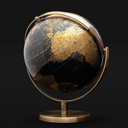 Iron & Glory | World Globe | World Map Decorative Home Accessories For Vintage Room Decor| Ornaments For Living Room & Office Desk | Black & Gold Office Accessories For Home Decor in Saudi Arabia