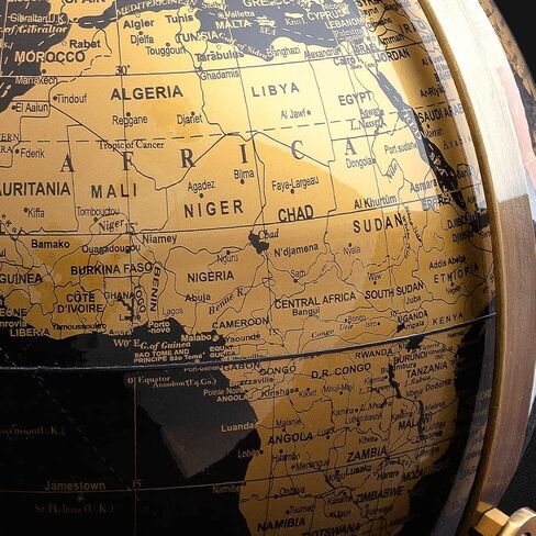Iron & Glory | World Globe | World Map Decorative Home Accessories For Vintage Room Decor| Ornaments For Living Room & Office Desk | Black & Gold Office Accessories For Home Decor in Saudi Arabia