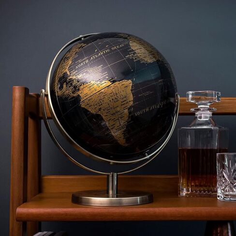 Iron & Glory | World Globe | World Map Decorative Home Accessories For Vintage Room Decor| Ornaments For Living Room & Office Desk | Black & Gold Office Accessories For Home Decor in Saudi Arabia