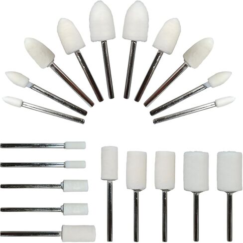 20PCS Buffing Wheel Polishing Bits, 2 Shaped Car Wool Felt Detail Mini Polishing Kit with 1/8" Shank for Drill Rotary Tool, Drill Buffer Polisher Attachment for Paint Polish Waxing Glaze in Kuwait