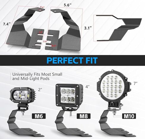 A-Pillar Hood Hinges Ditch Light Bracket Compatible with 2022 Toyota Tundra, Lighting Mount Brackets for Auxiliary Off Road LED Work Pod Light (2PCS, Black) in Kuwait