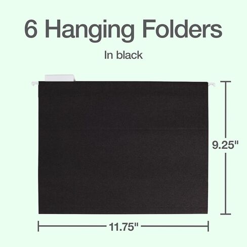 Oxford Hanging File Folders, 6 Pack, Letter Size (8.5" x 11"), Black, 1/5 Cut for 5 Tab Positions, Includes Tabs and Inserts, Hanging Files for Office and Document Organization in Kuwait