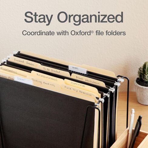 Oxford Hanging File Folders, 6 Pack, Letter Size (8.5" x 11"), Black, 1/5 Cut for 5 Tab Positions, Includes Tabs and Inserts, Hanging Files for Office and Document Organization in Kuwait