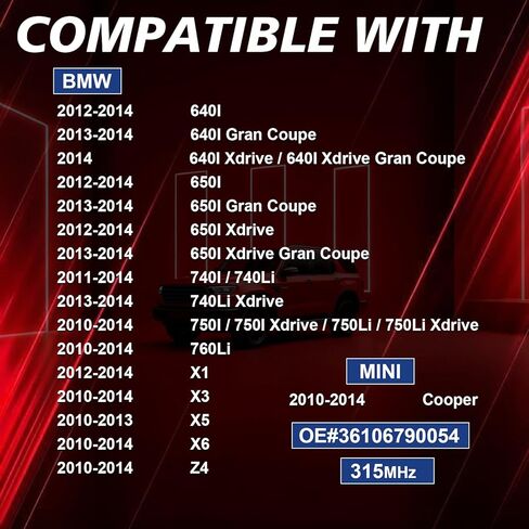 مستشعر مراقبة ضغط الإطارات المبرمج مسبقًا 315 ميجا هرتز مستشعر TPMS متوافق مع BMW 118i 120i 128i 135i 320i 328i 528i 640i 740i لـ: Mini Cooper 2010-2014 4 قطعة استبدال 36106790054 in Kuwait