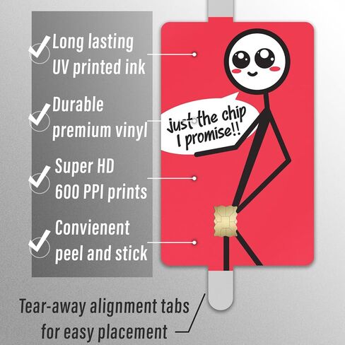 Funny Credit Card Skin 3 Pack Just the Chip I Promise Design Debit Credit Card Sticker Cover Fits Wallet Cards Cute Cartoon Vinyl Decal – CCS062 in Kuwait