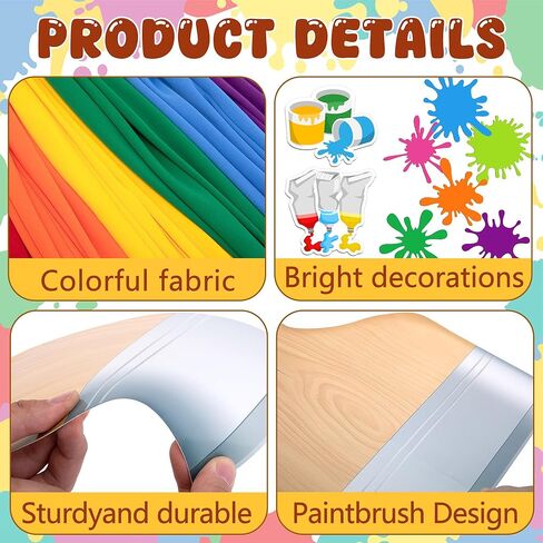22 Pcs 3D Art Paint Classroom Wall Decoration Kit, DIY Rainbow Cloth Paint Brush Cutout with Paint Splatter, Giant Art Painting Bulletin Board Decoration for Back to School Party Backdrop Decor in Kuwait