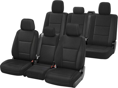 مجموعات كاملة من أغطية مقاعد SAPUBK بديلة لـ 2015-2026 Ford F150 F250 F350 CrewCab الأمامي 40/20/40 والخلفي 60/40 مقعد منفصل، نيوبرين ممتاز مع بطانة إسفنجية ناعمة مركبة وغطاء مقعد قابل للتنفس in Kuwait
