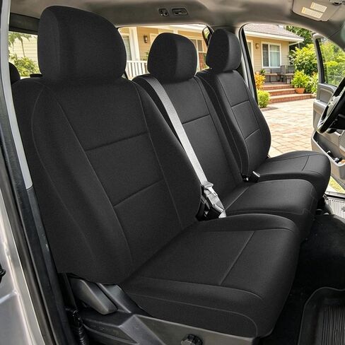 مجموعات كاملة من أغطية مقاعد SAPUBK بديلة لـ 2015-2026 Ford F150 F250 F350 CrewCab الأمامي 40/20/40 والخلفي 60/40 مقعد منفصل، نيوبرين ممتاز مع بطانة إسفنجية ناعمة مركبة وغطاء مقعد قابل للتنفس in Kuwait