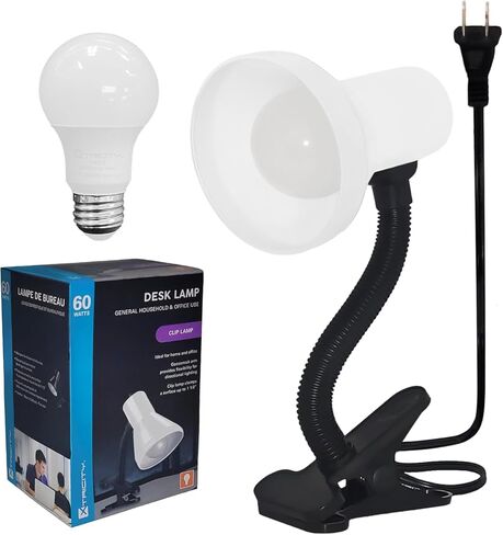 مصباح مكتب Xtricity LED، معقوفة قابلة للتعديل 360 درجة، مصباح للمنزل والمكتب مع لمبة 7 وات A19، 120 فولت، مفتاح تشغيل/إيقاف، ارتفاع 14 بوصة - مصابيح قراءة لطاولة بجانب السرير، مسكن جامعي (لمسة نهائية سوداء) in Kuwait