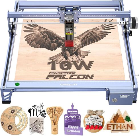 CREALITY FALCON 10w Laser Engraver with Air Assist, Laser Engraving Machine with Rotary Roller, 72W High Precision Laser Cutter and Engraver for Wood, Metal, Acrylic, Cylindrical Objects, Tumblers in Saudi Arabia