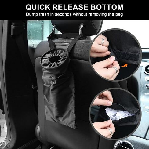 4 Pack Hanging Car Trash Bags, Washable Automotive Garbage Can for Back Seat with 4 Car Headrest Purse Hooks in Saudi Arabia