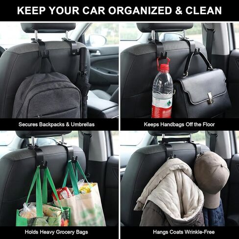 4 Pack Hanging Car Trash Bags, Washable Automotive Garbage Can for Back Seat with 4 Car Headrest Purse Hooks in Saudi Arabia