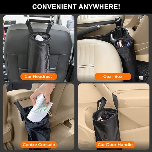 4 Pack Hanging Car Trash Bags, Washable Automotive Garbage Can for Back Seat with 4 Car Headrest Purse Hooks in Saudi Arabia