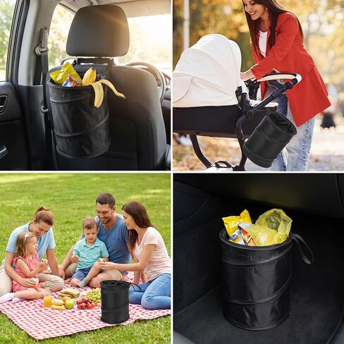 2 Pack Mini Trash Can for Car, Washable Leakproof Pop-Up Car Trash Can, Small Portable Waterproof Hanging Cars Garbage Bin for Automotive Camp Office Travel Home (1 Gallon) in Saudi Arabia