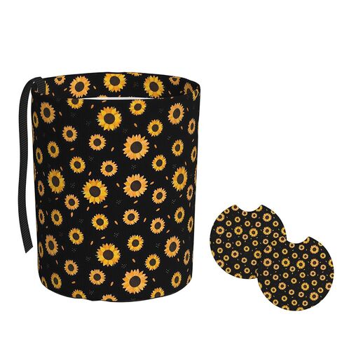 Car Trash Bag Leopard Print Black Hanging Back of Seat Car Portable Trash Bag Leopard Print Black Waterproof One-Handed Portable Strap Drawstring Garbage Bags 2 Pieces Car Coasters in Kuwait