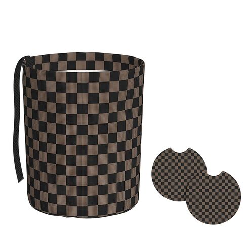 Car Trash Bag Leopard Print Black Hanging Back of Seat Car Portable Trash Bag Leopard Print Black Waterproof One-Handed Portable Strap Drawstring Garbage Bags 2 Pieces Car Coasters in Kuwait