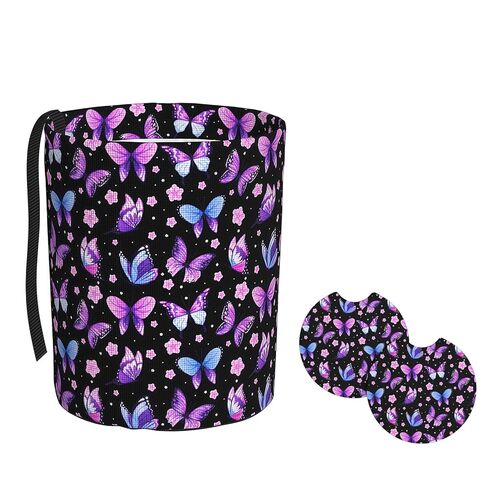 Car Trash Bag Leopard Print Black Hanging Back of Seat Car Portable Trash Bag Leopard Print Black Waterproof One-Handed Portable Strap Drawstring Garbage Bags 2 Pieces Car Coasters in Kuwait