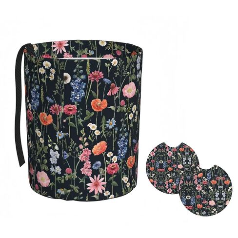 Car Trash Bag Leopard Print Black Hanging Back of Seat Car Portable Trash Bag Leopard Print Black Waterproof One-Handed Portable Strap Drawstring Garbage Bags 2 Pieces Car Coasters in Kuwait