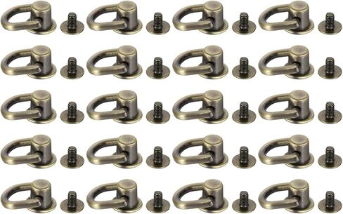 uxcell 20Pcs D Ring Stud Screw Ball Head Button, Metal D Ring Rivets for Leather DIY Craft, Bag Shoes Accessories, Bronze in Kuwait