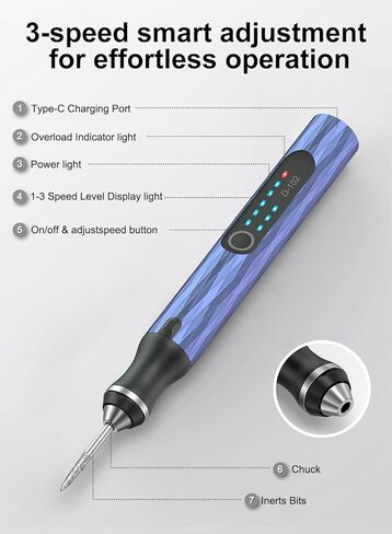 Upgraded Electric Engraving Pen, 37 Bits, 3-Speed Adjustable, USB Rechargeable, Cordless Rotary Tool for 50+ Surfaces – Perfect for DIY Crafts & Personalization – Ideal Valentine's Day Gift –Purple in Saudi Arabia