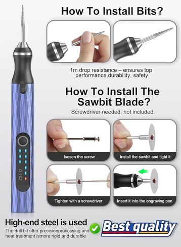 Upgraded Electric Engraving Pen, 37 Bits, 3-Speed Adjustable, USB Rechargeable, Cordless Rotary Tool for 50+ Surfaces – Perfect for DIY Crafts & Personalization – Ideal Valentine's Day Gift –Purple in Saudi Arabia